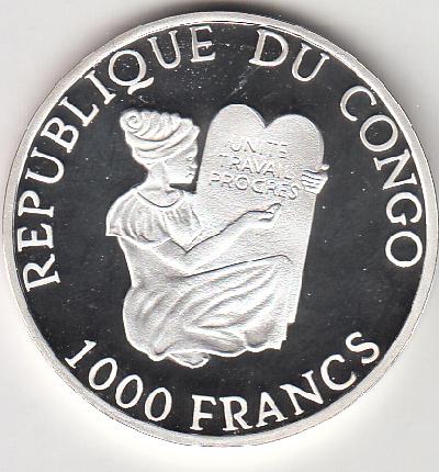 Beschrijving: 1.000 Francs SOCCER 98 EIFFEL Coloured